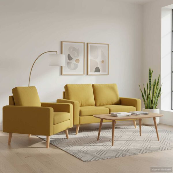 vidaXL Sedežna garnitura 2-delna blago rumena