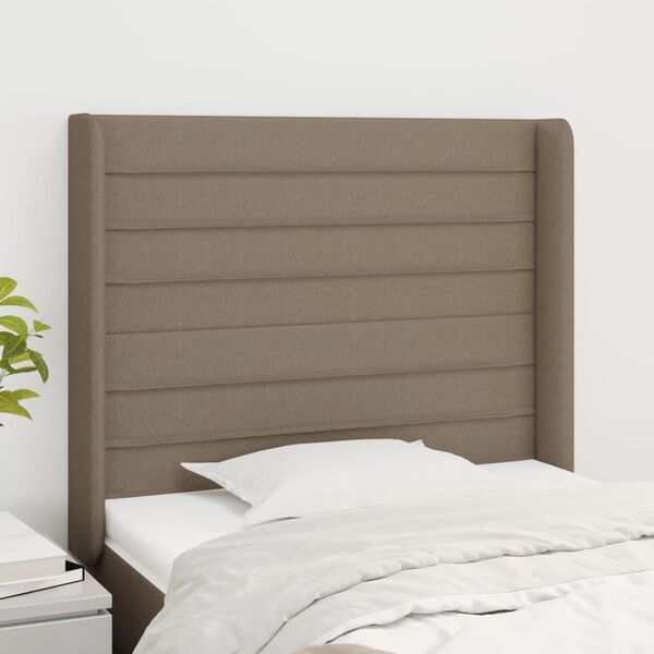 vidaXL Vzglavje z ušesi taupe 83x16x118/128 cm blago