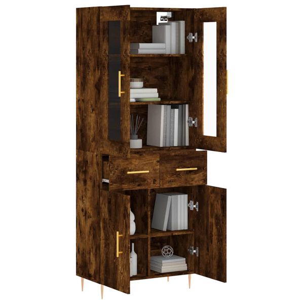 vidaXL Visoka komoda dimljen hrast 69,5x34x180 cm inženirski les