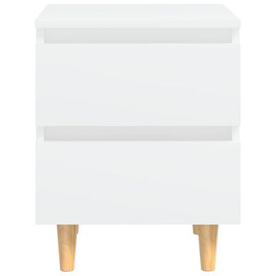 vidaXL Nočna omarica z nogami iz borovine bela 40x35x50 cm