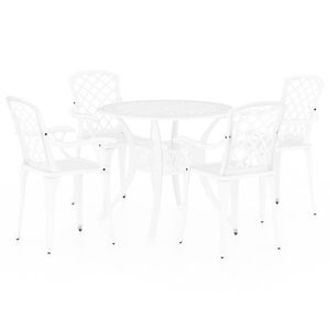 vidaXL Bistro garnitura 5-delna liti aluminij bela