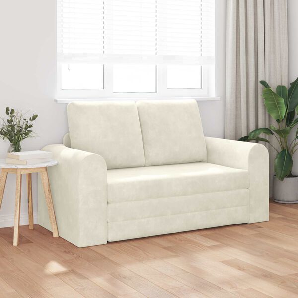 vidaXL Sofa postelja 60cm krema Žamet