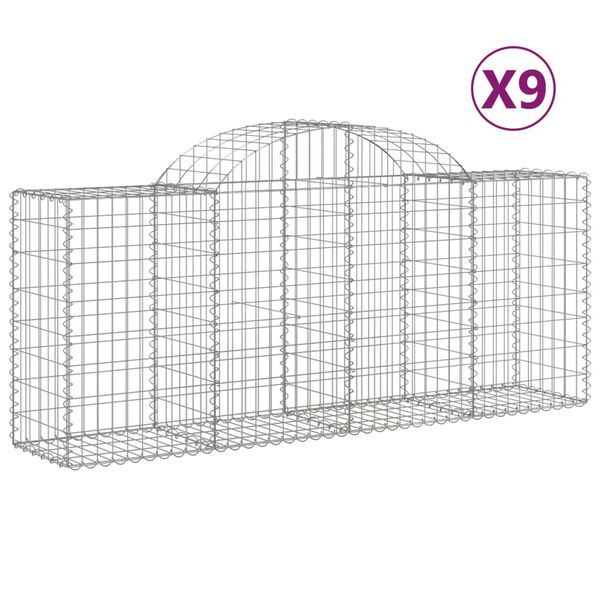 vidaXL Obokane gabion košare 9 kosov 200x50x80/100 cm cinkano železo