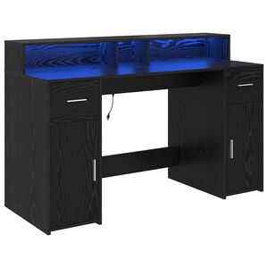 vidaXL Miza s predalom Črni hrast 140 x 55 x 91 cm Inženirski les