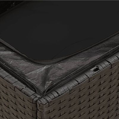 vidaXL Vrtni kavč z blazinami 3-sedežni črn poli ratan
