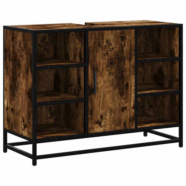 vidaXL Kopalni&scaron;ka omarica za umivalnik dim. hrast 80x33x60 cm inž. les