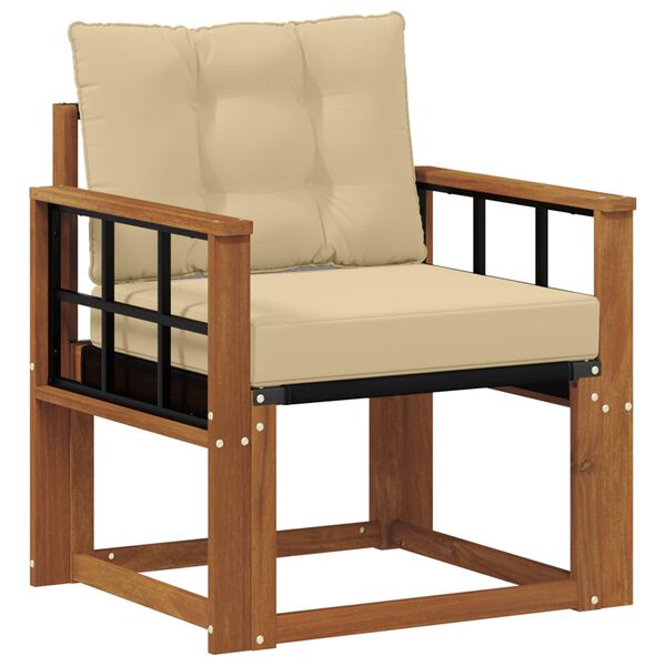 vidaXL Zunanji kavč Masivno akacijevo les in Textilene Naravna