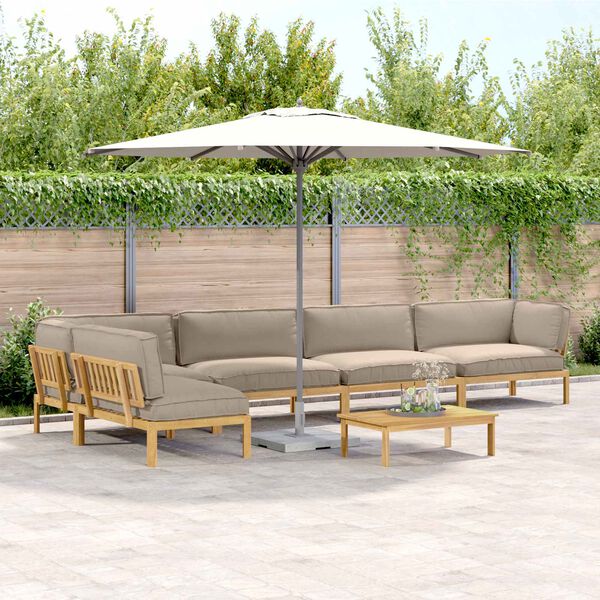 vidaXL Kavčna garnitura z blazino 6 pcs Taupe Masiven les akacije