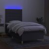 vidaXL Box spring postelja z vzmetnico LED temno siva 90x190 cm blago