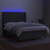 vidaXL Box spring postelja z vzmetnico LED temno siva 140x190 cm blago