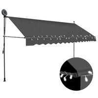vidaXL Ročno zložljiva tenda z LED lučkami 350 cm antracitna