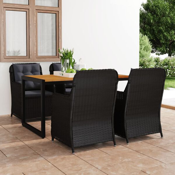 vidaXL Vrtna jedilna garnitura 5-delna črna