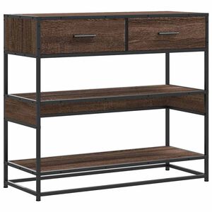 vidaXL Konzolna mizica rjav hrast 90x35x80 cm inženirski les