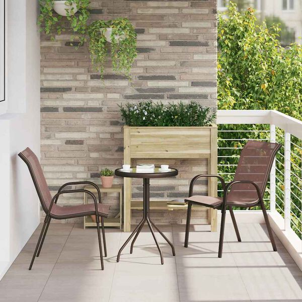 vidaXL Vrtnik Bistro Set 3 pcs Rjava Jeklo