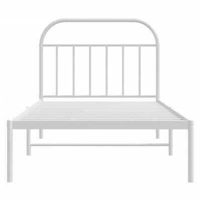 vidaXL Kovinski posteljni okvir z vzglavjem bel 100x190 cm