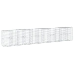 vidaXL Gabionska ko&scaron;ara s pokrovom 1100x100x200 cm pocinkano železo