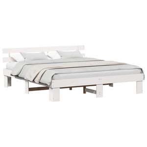 vidaXL Konstrukcija postelje Bela 200 x 200 cm Masivno borovo les