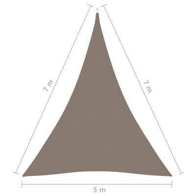 vidaXL Senčno jadro oksford blago trikotno 5x7x7 m taupe