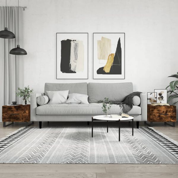 vidaXL Klubske mizice 2 kosa dimljeni hrast 50x50x40 cm inženirski les