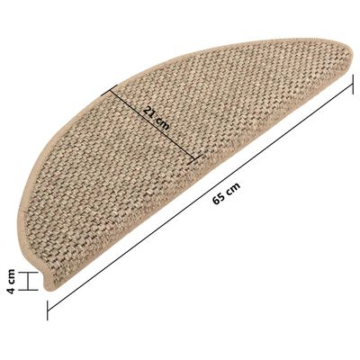 vidaXL Samolepilne preproge za stopnice sisal 15 kosov 65x21x4 cm