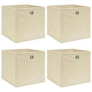 vidaXL &Scaron;katle za shranjevanje 4 kosi krem 32x32x32 cm blago