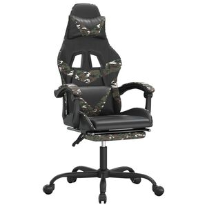 vidaXL Gaming stol z oporo za noge črno in kamuflažno umetno usnje