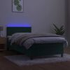 vidaXL Box spring postelja z vzmetnico LED tem. zelena 90x190 cm žamet