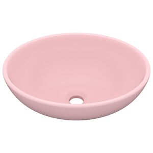 vidaXL Razko&scaron;en umivalnik ovalen mat roza 40x33 cm keramičen