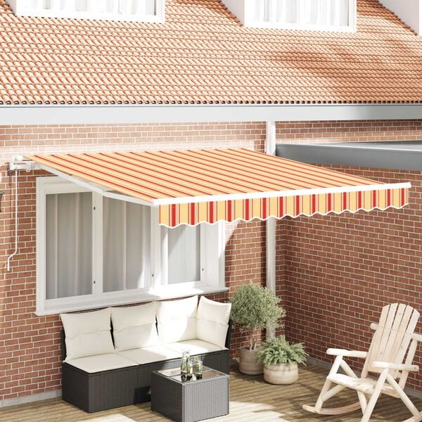 vidaXL Retraktilna tenda Rumena in oranžna 350 x 250 cm