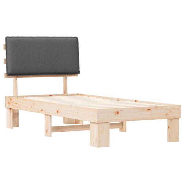 vidaXL Posteljni okvir z oblazinjenim vzglavjem z vzglavjem Temno siva