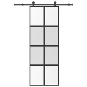 vidaXL Drsna vrata z opremo 76x205 cm kaljeno steklo in aluminij