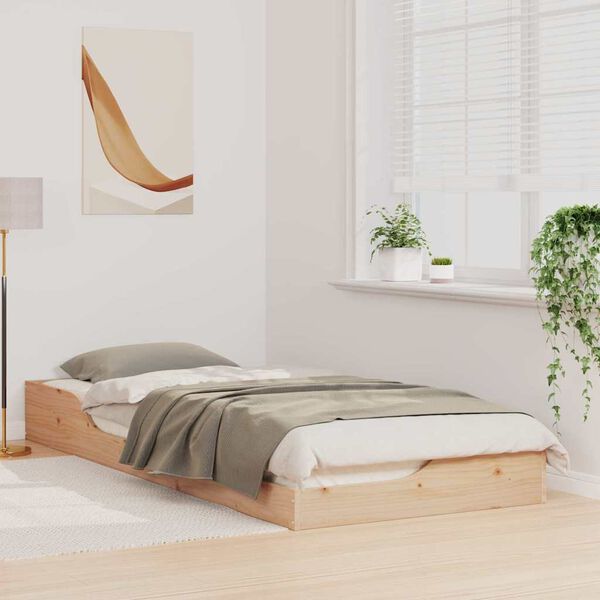 vidaXL Konstrukcija postelje Rjava 90 x 220 cm Masivno borovo les