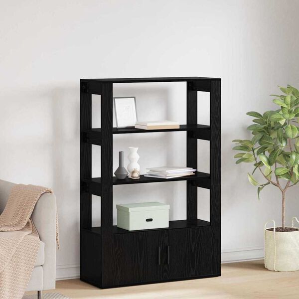 vidaXL Strani šal Črni hrast 30 x 80 x 119.5 cm Konstruiran les