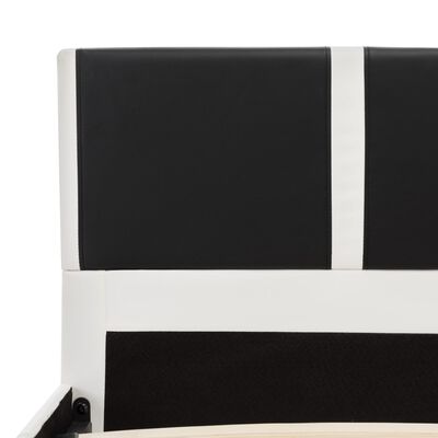 vidaXL Postelja z vzmetnico črno in belo umetno usnje 140x200 cm