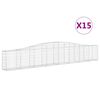 vidaXL Obokana gabionska ko&scaron;ara 15 kosov 400x30x60/80cm cinkano železo