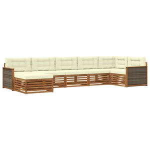 vidaXL Zunanja garnitura za sedenje z blazino 7 pcs Naravna in smetana