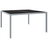 vidaXL Vrtna miza 130x130x72 cm siva jeklo in steklo