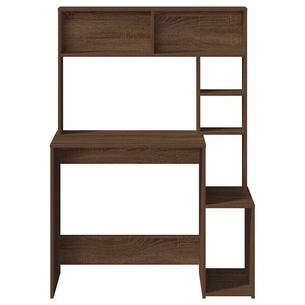 vidaXL Pisalna miza s policami rjav hrast 100x45x140 cm inž. les