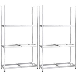 vidaXL Stojalo za pnevmatike 2 kosa srebrno 110x40x200 cm jeklo