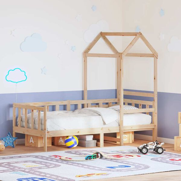 vidaXL Dnevna postelja s streho 90x190 cm trdna borovina