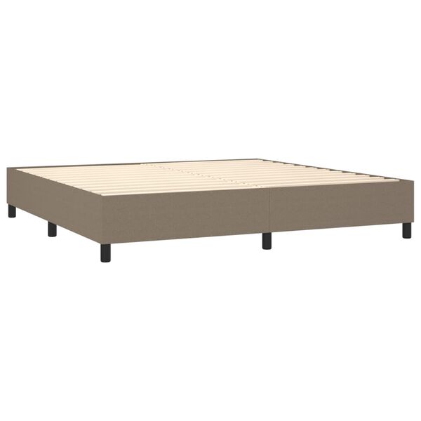 vidaXL Box spring postelja z vzmetnico taupe 200x200 cm blago