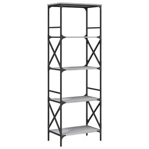 vidaXL Knjižna omara 5-nadstropna siva sonoma 59x35x171 cm inž. les