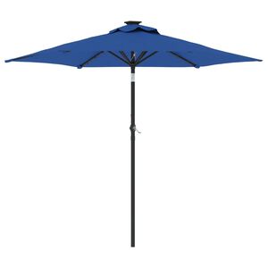 vidaXL Vrtni senčnik z LED in jeklenim drogom moder 225x225x212 cm