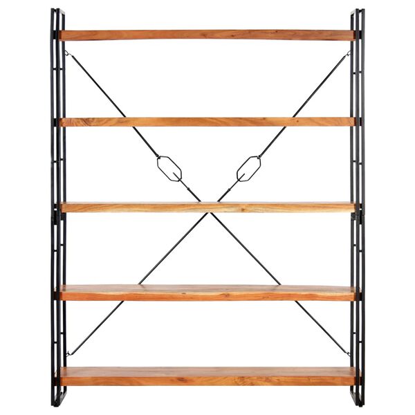 vidaXL Knjižna omara 5-nadstropna 140x30x180 cm trden akacijev les