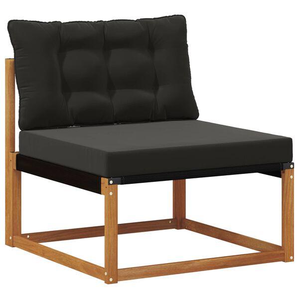 vidaXL Zunanja garnitura za sedenje z blazino 4 pcs Naravna in črna