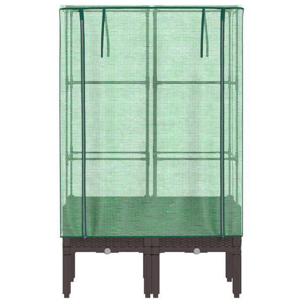 vidaXL Visoka greda s prevleko za rastlinjak videz ratana 80x40x140 cm