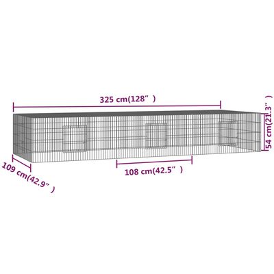 vidaXL 3-delna ograda za zajce 325x109x54 cm pocinkano železo