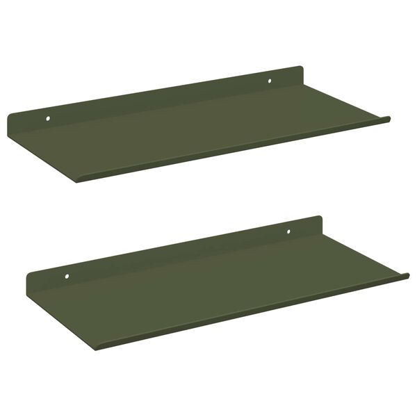 vidaXL Ležeča polica 2 pcs Oljčno zelena 40 x 18 x 2,5 cm Jeklo