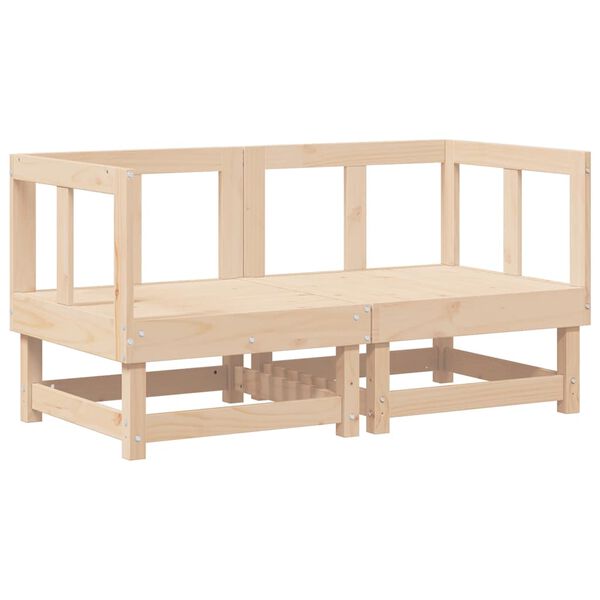 vidaXL Kotni kavč z blazinami 2 kosa trdna borovina