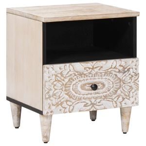 vidaXL Posteljna omarica Bela 40 x 33 x 46 cm Masiven les manga